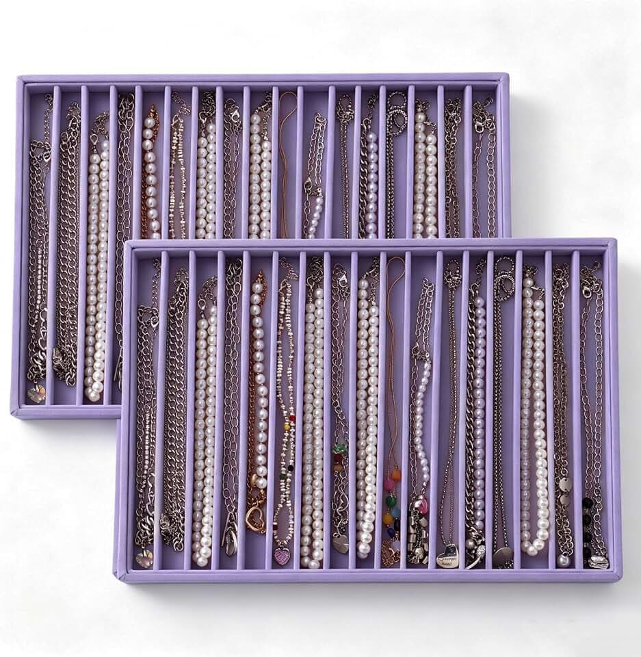 Large Velvet Jewelry Tray Display Drawer Inserts 2 Pack