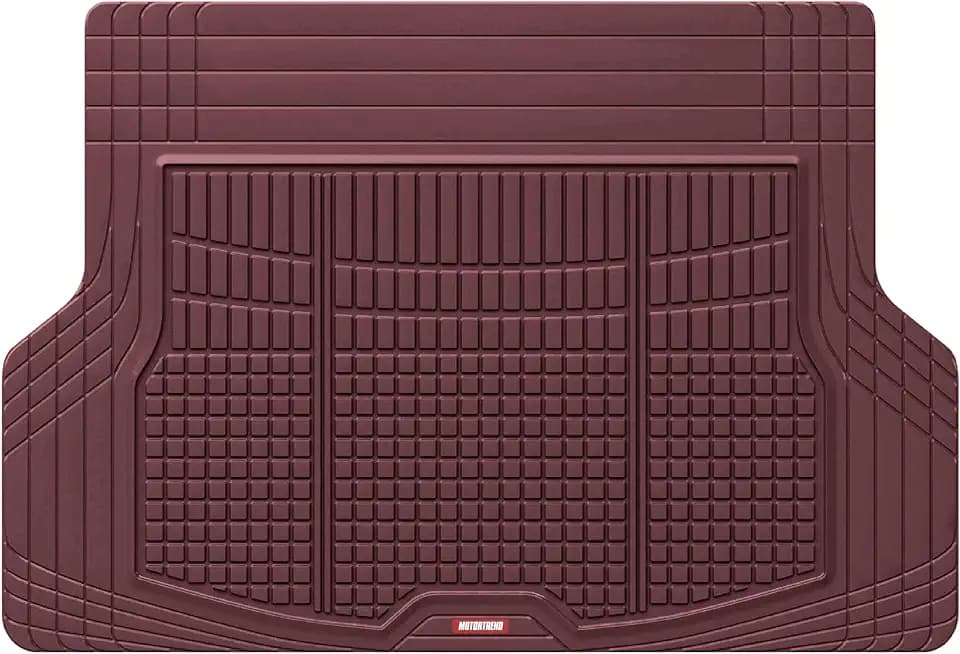 Motor Trend FlexTough Rear Cargo Mat – Heavy-Duty Trimmable Car Trunk Mat for Back of SUV, Universal Rear Cargo Liner for SUV, Flexible Trunk Liner, Automotive Floor Mats & Cargo Liners (Burgundy)