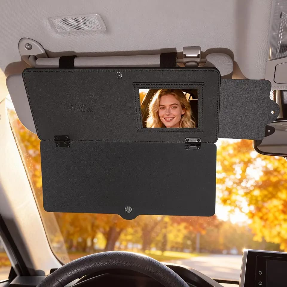 JOYTUTUS Sun Visor Extender for Cars, Adjustable Visor Extension Sun Blocker, Protects from Glare/UV Rays, Windshield and Side Window Sunshade, Built-in Mirror, Black