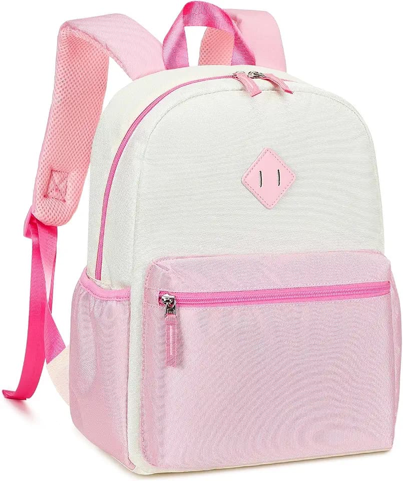 abshoo Toddler Backpack for Girls Preschool Backpacks School Bookbag for Kids 4-6(Pink and Beige)