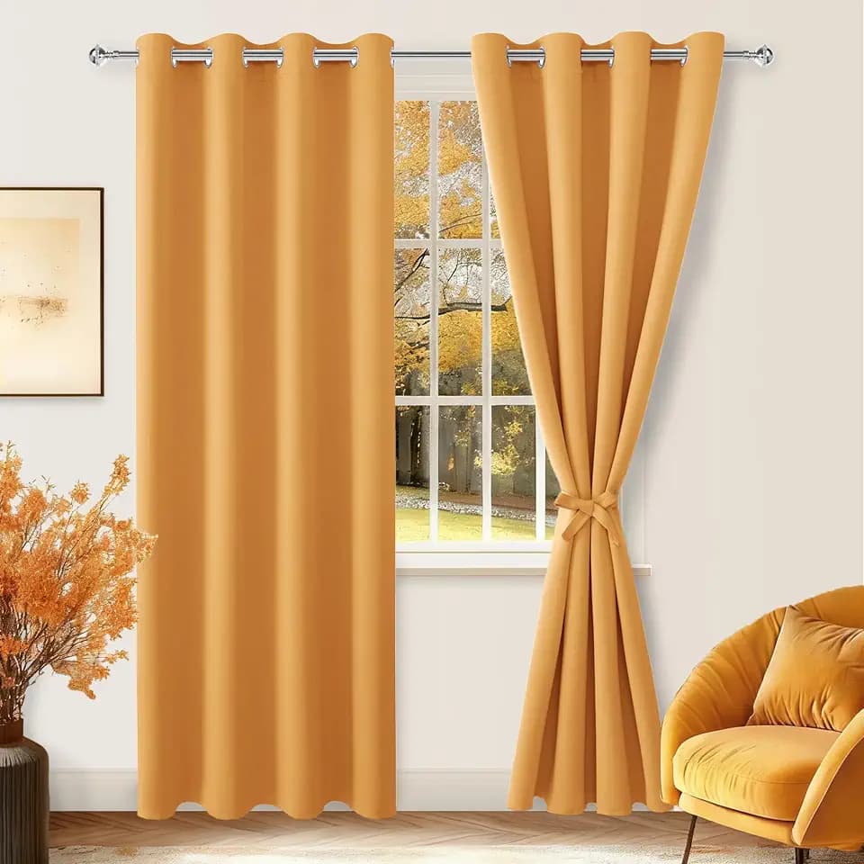 Hiasan Blackout Curtains for Bedroom, 52 x 84 Inches Long, Pumpkin Orange