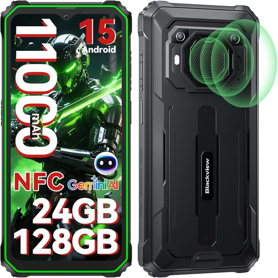 Blackview BV6200 Plus Outdoor Handy 11000mAh 24GB+128GB/2TB, 98DB Lautsprecher Outdoor Handy Ohne Vertrag, 6.56" 90Hz, IP69K Wasserdicht, Baustellenhandy, 16MP/Dual 4G/OTG/GPS/NFC/3 Jahre Garantie