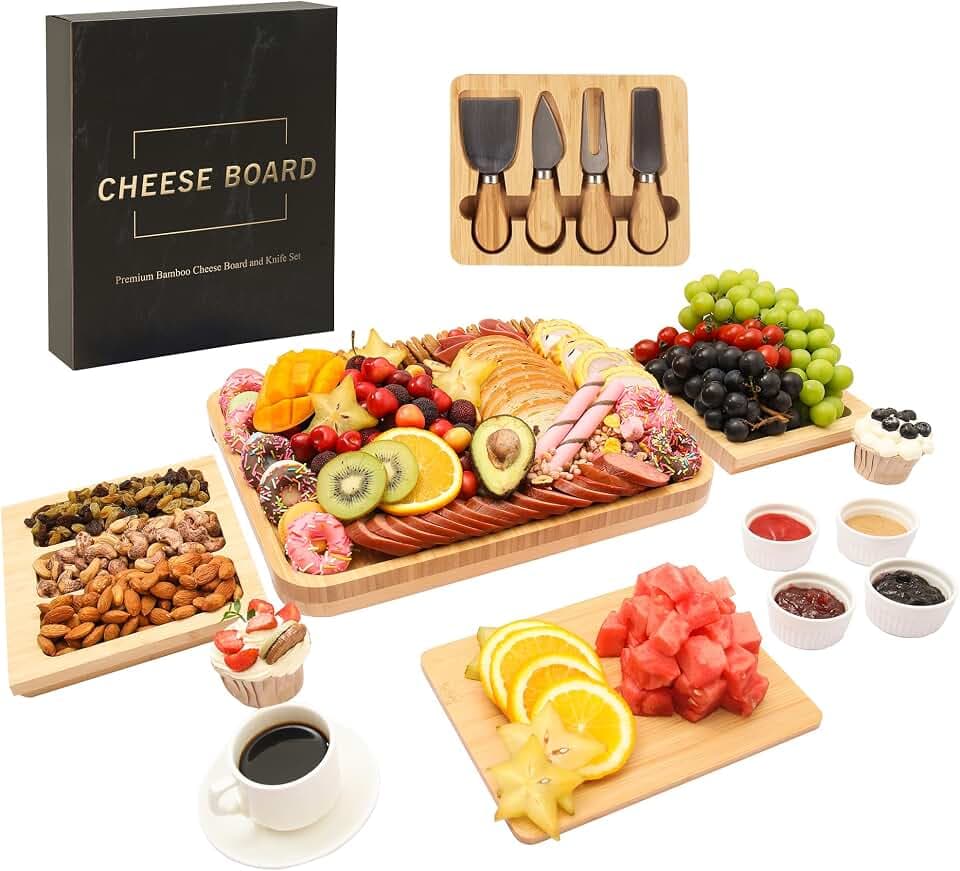 Charcuterie Board Cheese Serving Tray Set, Housewarming Gift for New Home
