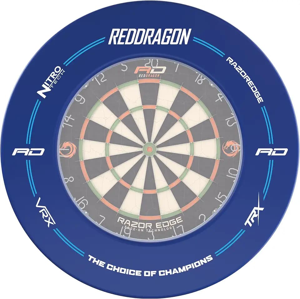 RED DRAGON Marken-Dartscheiben-Umrandungsring – Rückwand aus hochdichtem Schaumstoff, universell passend für Standard-Borstendartscheiben, 360°-Abdeckung, werkzeuglose Montage