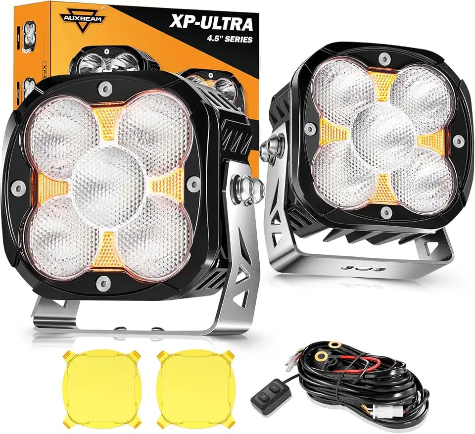 Auxbeam XP-Ultra Series 4.5'' 128W LED Pod Lights with DRL, Flood Pods Cube