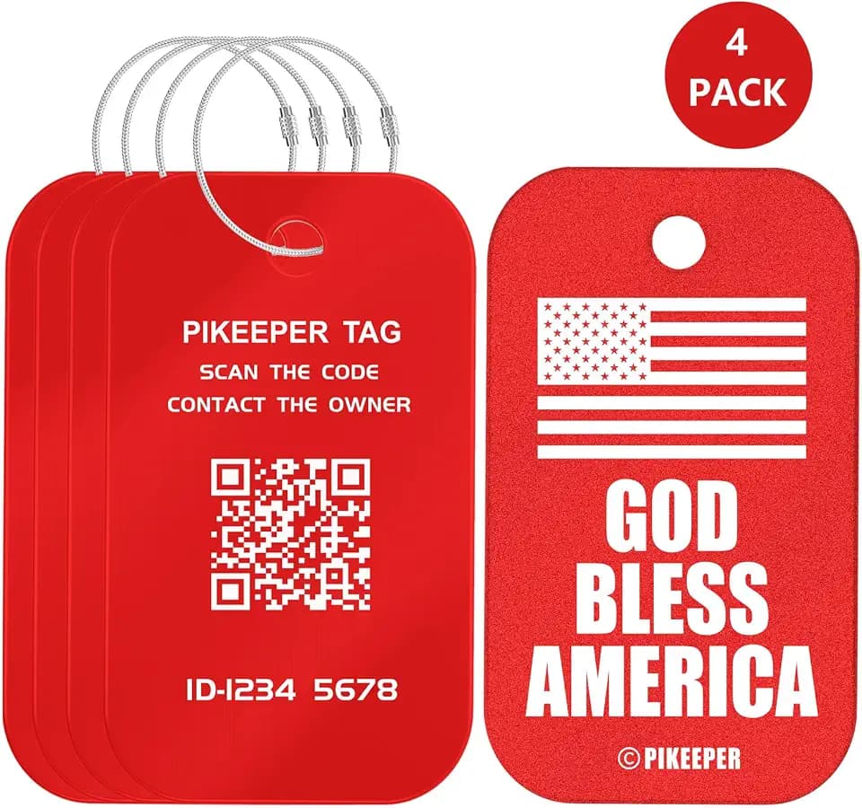 Smart Luggage Tags 4-Pack with QR Code, US Flag Suitcase Tags
