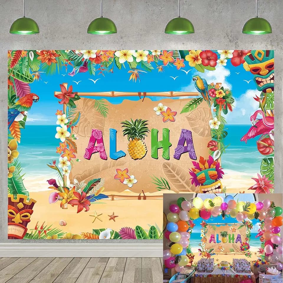 Hawaiian Aloha Backdrop 7X5FT Summer Beach Party Photography Background