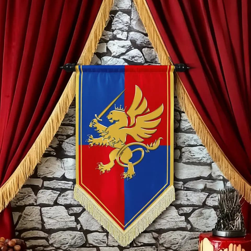 28 Inch Medieval Fantasy Banner Lion Design Pull-down