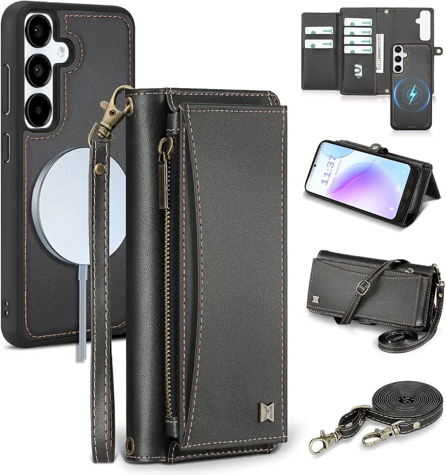 Wallet Case for Samsung Galaxy S24 Plus,RFID Blocking,Black