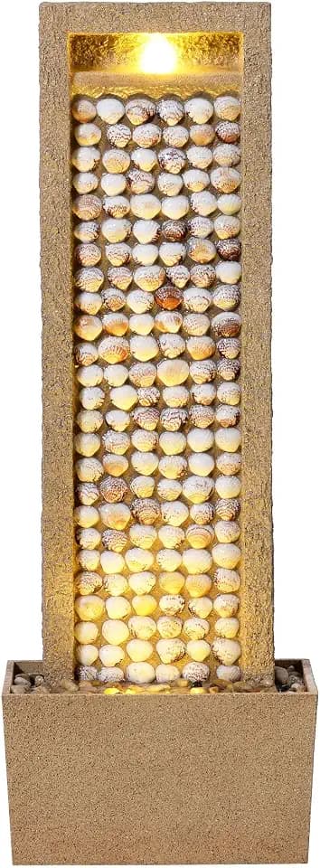 Teamson Home Coastal Seashells Design Outdoor Water Fountain, Brown