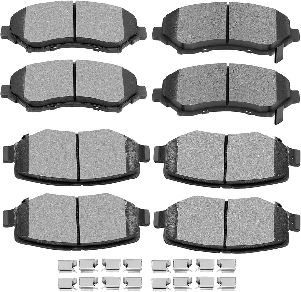 SCITOO Ceramic Brake Pads, 8pcs Front Rear For Jeep For Wrangler 2007-2017
