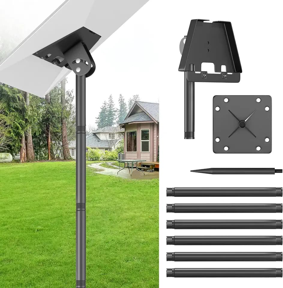 OPKING Starlink Gen 3 Pole Mount Kit, Heavy-Duty 9-Foot Starlink Mounting Pole & Ground Mount with 90° Adjustable Adapter, No-Dig Installation for Yards or Outdoor Use