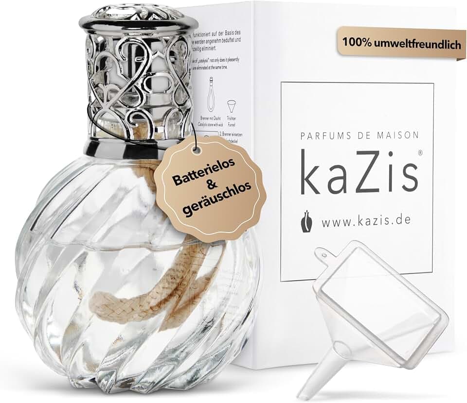 KAZIS® I Katalytische Lampe Twister I Duftlampe I Glas I XXL I 300 ml Inhalt I transparent