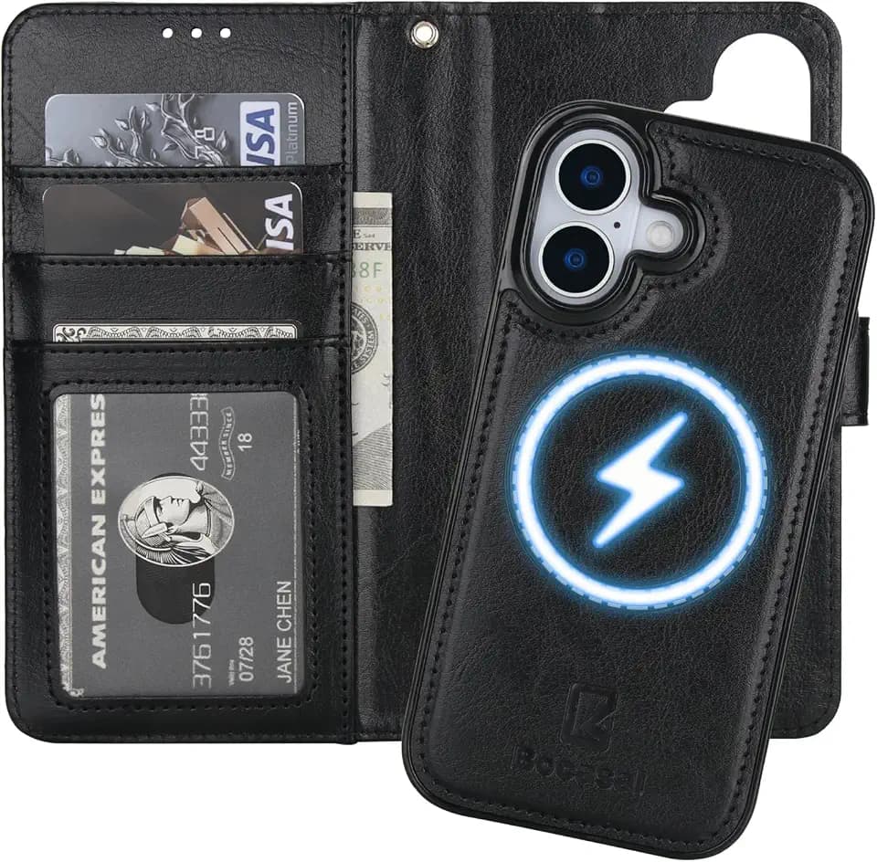 Bocasal for MagSafe Wallet Case Card Holder for iPhone 17, Black