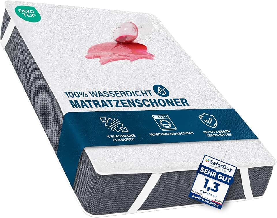 Wasserdichter Matratzenschoner, 90x200 cm, mit 4 Eckbändern