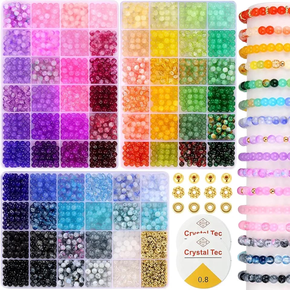 Funtopia 2700 Stück 6mm Glasperlen, 70 Farben Perlen Set
