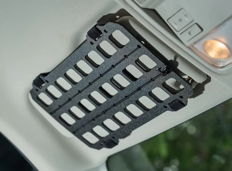 TACNEX Vehicle Rigid MOLLE Panel for Car Visor Organizer EDC Pouch Tool Holster Bag Holder Tactical Gear Rack Truck Equipment Mount Plate Modular Storage Shelf Auto Interior Accessories
