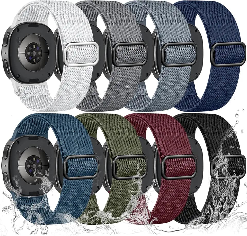 WJK 8Packs Elastic Band for Galaxy Watch 8/9 40/44mm/8 Classic 46mm Men