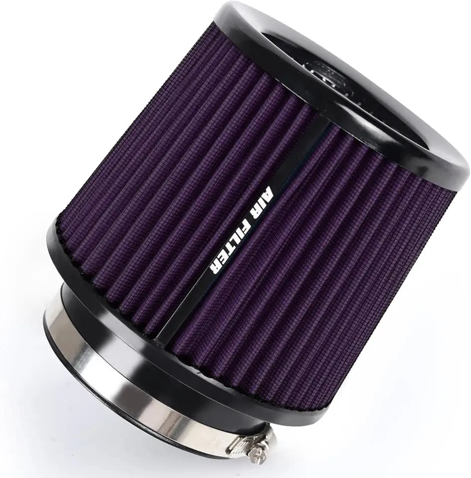 3 3.5 4 Inches Cold Air Intake Filter 76mm 89mm 101mm High Performance Washable Clamp-On Replacement Cone Air Filter 3 in 1 Size Purple