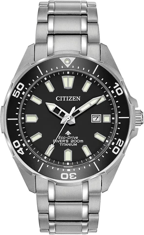 Citizen Men's Promaster Sea Eco-Drive Stainless Steel Watch, 3-Hand Date, One-Way Rotating Bezel, ISO Compliant, Luminous Hands and Markers