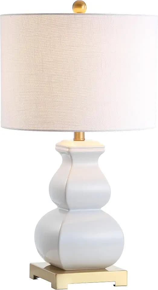 JONATHAN Y Vienna 25.5" Ceramic Metal Footed Vase Table Lamp, White/Gold