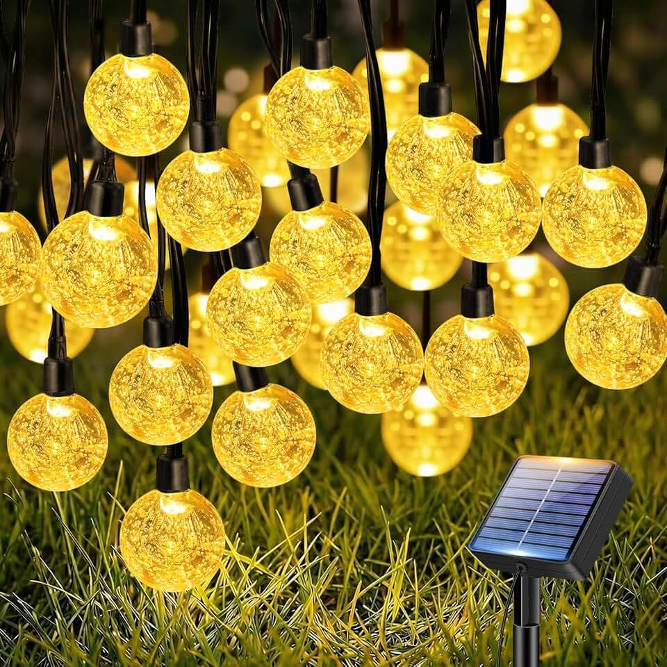 btfarm 15M Solar Lichterkette Outdoor, LED Kristall Kugeln Außen