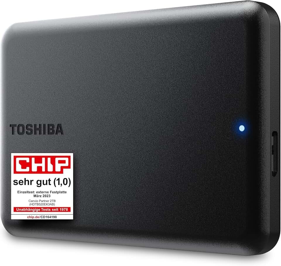 TOSHIBA Canvio Partner 2TB Portable 2.5'' Externe Festplatte, USB 3.2, Mac & Windows kompatibel (HDTB520EK3AB)
