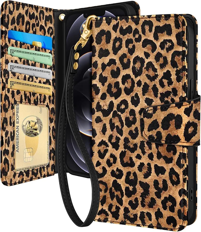 Toycamp for iPhone 12 Pro Wallet Case, Leather Flip Cover, Leopard Print