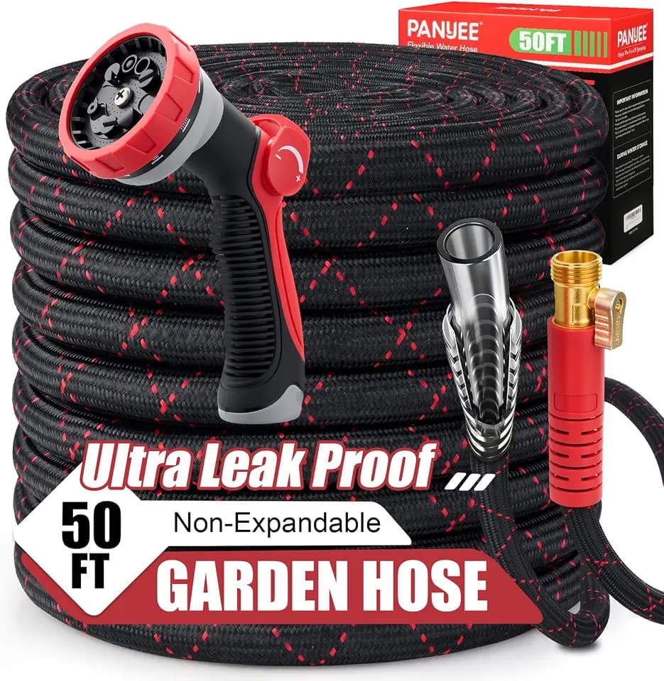 PANYEE 50FT Garden Hose, Flexible Water Hose,Lightweight Non-Expanding Leak Proof hose with 10 Functions Sprayer, Durable, Anti-Kink,Pressure Resistant for Yard, Outdoor