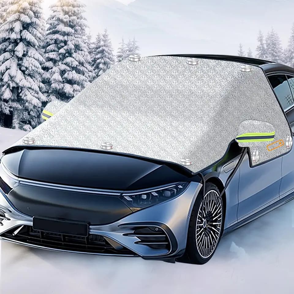 Maxee Frontscheibenabdeckung Winter, magnetischer Frost-Silberfarben, dreistöckig