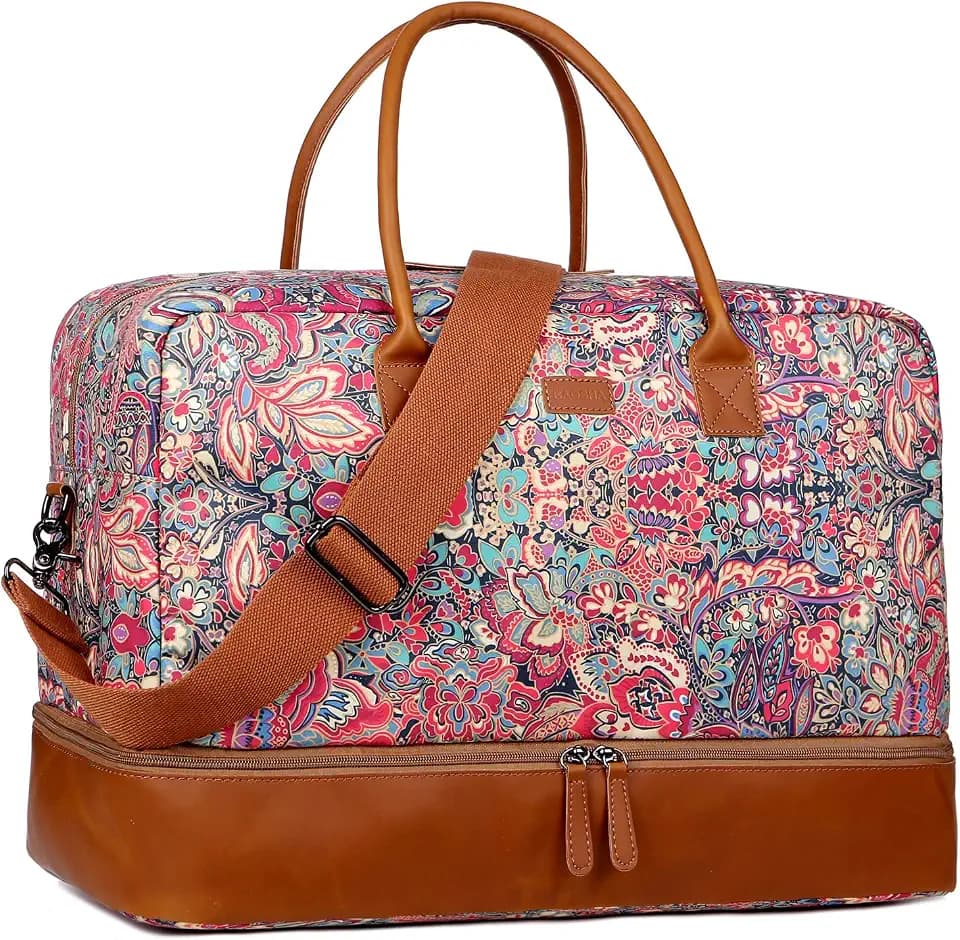 HB-10 Hübsche, Bunte Reisetasche für Damen, Wochenendtasche, Übernachtungstasche, Handgepäck mit Schuhfach