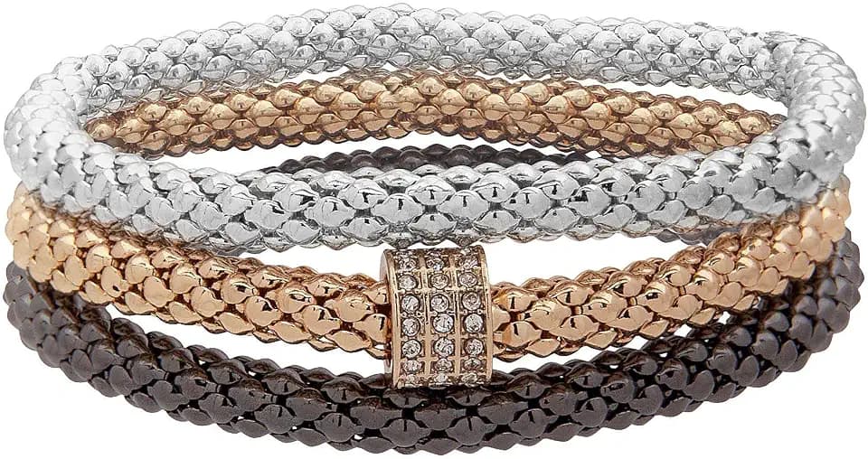 Nine West Women's Charm Stretch Bracelet Set, Fashion Jewelry Accessories for Everyday Wear, Stackable Stretch Bracelets for Casual, Work, and Evening Styling