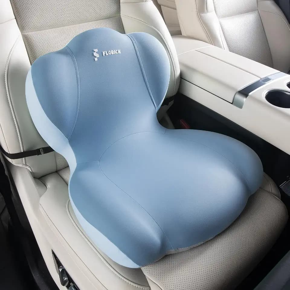 FLORICH Memory Foam Truck Seat Cushion,Car Seat Cushion and Lumbar Support Pillow for Office Chair, Ergonomic Back Support & Sciatica Relief for Long Drives(Blue)