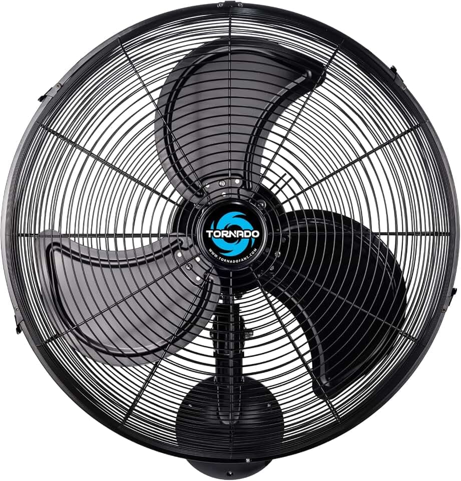 Tornado 20 Inch Pro Series High Velocity Oscillating Waterproof Outdoor Wall Mount Fan For Industrial, Commercial, Residential Use 3 Speed 5250 CFM UL Safety Listed