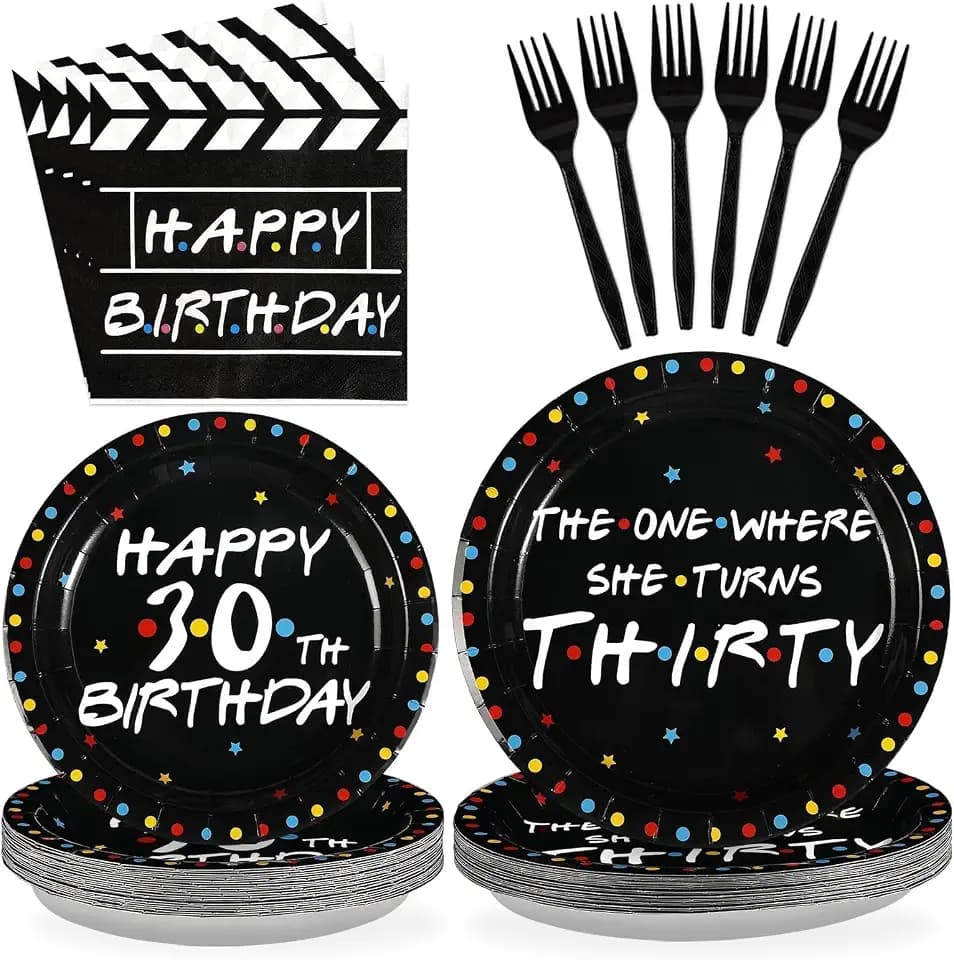 Grencian 96 Pcs iFriends Themed 30th Birthday Party Decorations, Serves 24