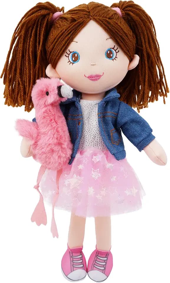 June Garden 15" Mia Plush Doll with Flamingo Companion