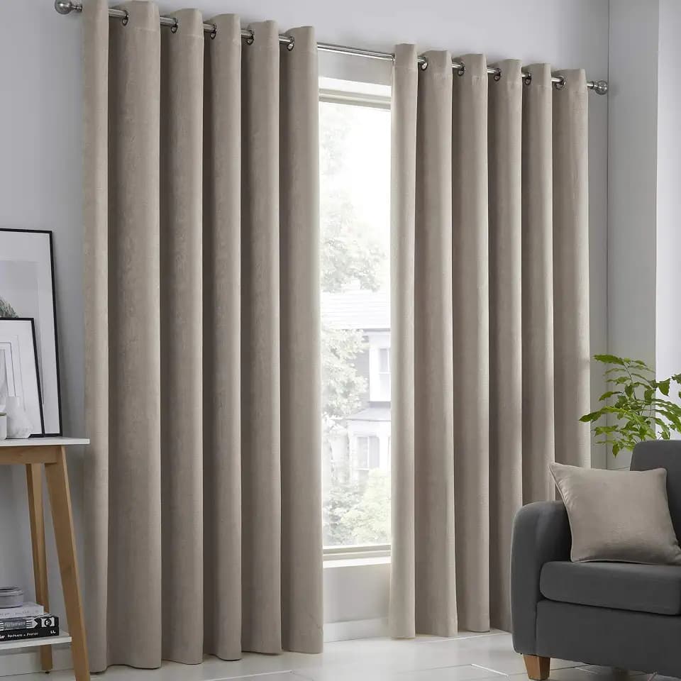 Fusion - Strata – Blockout Vorhänge mit Ösen, 117 x 229 cm, naturfarben, Natur