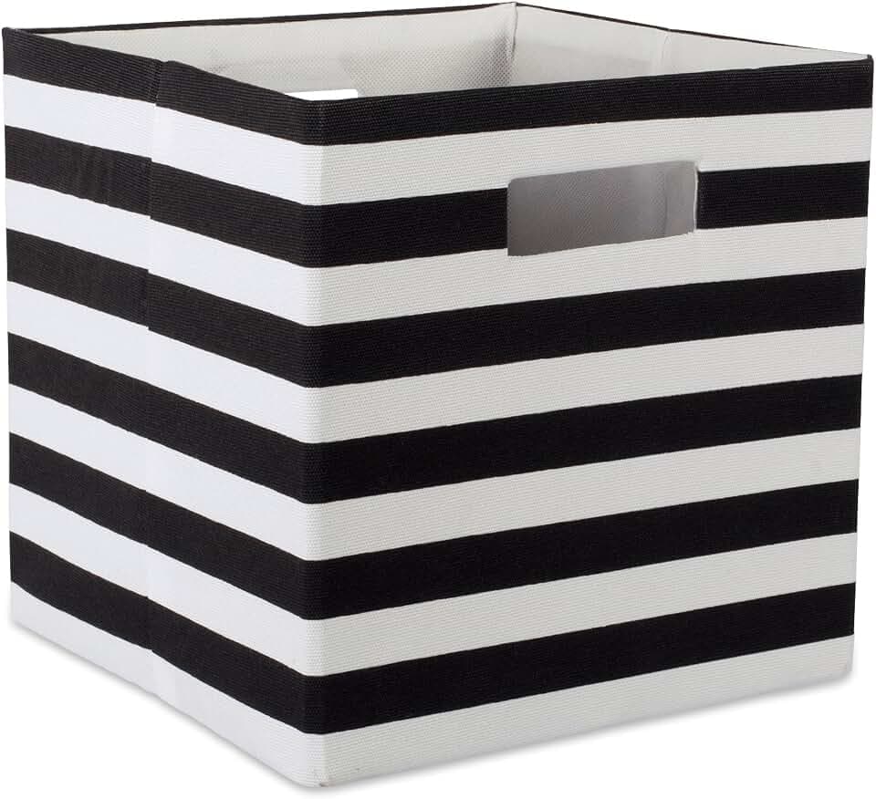 DII Polyester Cube Storage Collection Collapsible Hard Sided Bin, 13x13x13, Black