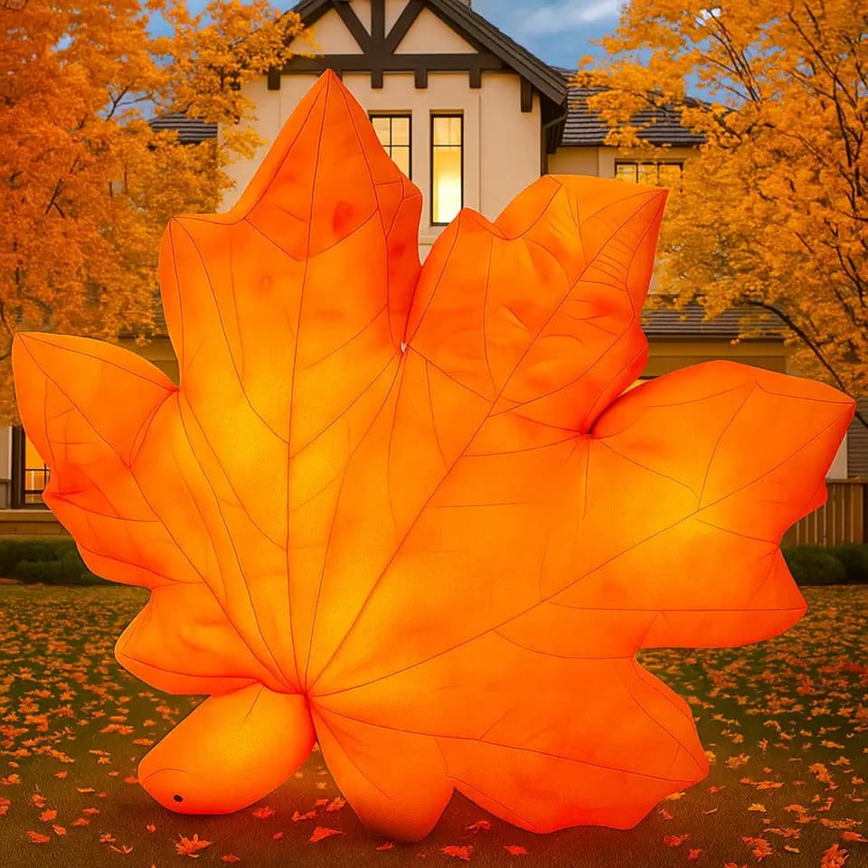 MiniInflat 7ft Fall Maple Leaf Inflatables Outdoor Decorations with LEDs