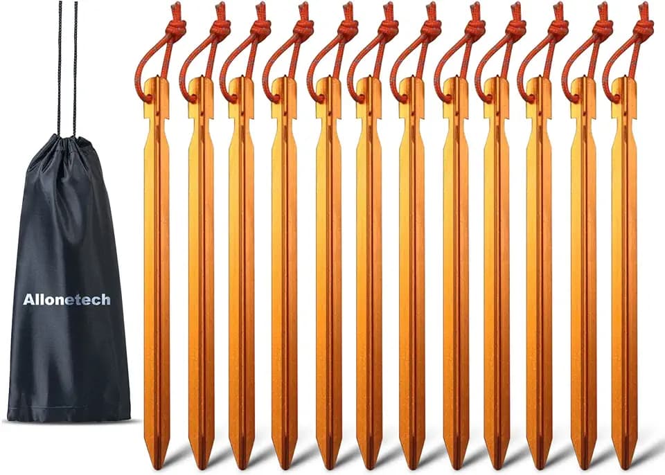 12 Pack Tent Stakes 7075 Ground Camping Stakes Non-Rust Metal Tent Pegs