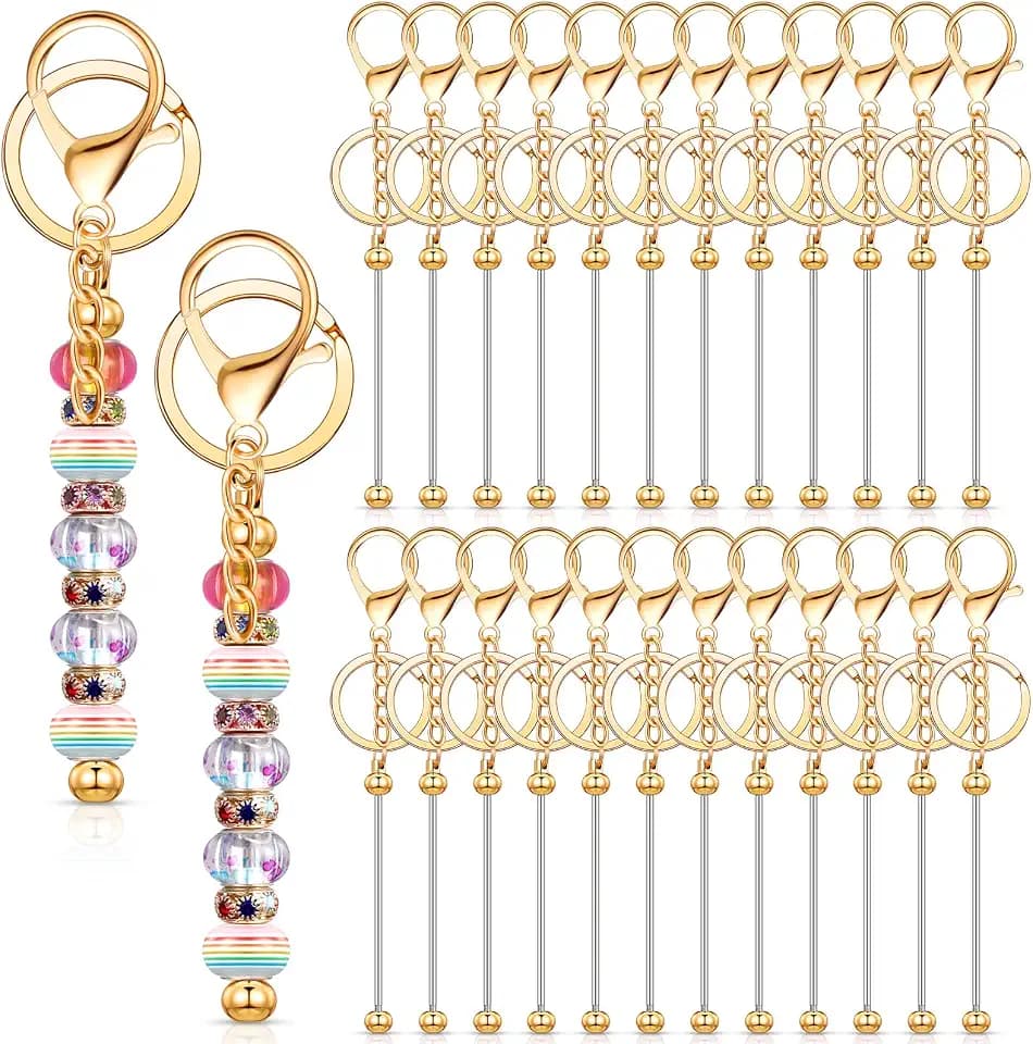 Tondiamo 24 Pcs Beadable Keychain Bar
