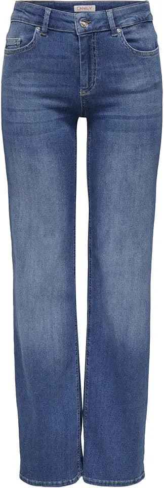 ONLY Female Straight-Fit Jeans ONLBLUSH Mittlere Taille Gerade geschnitten Jeans