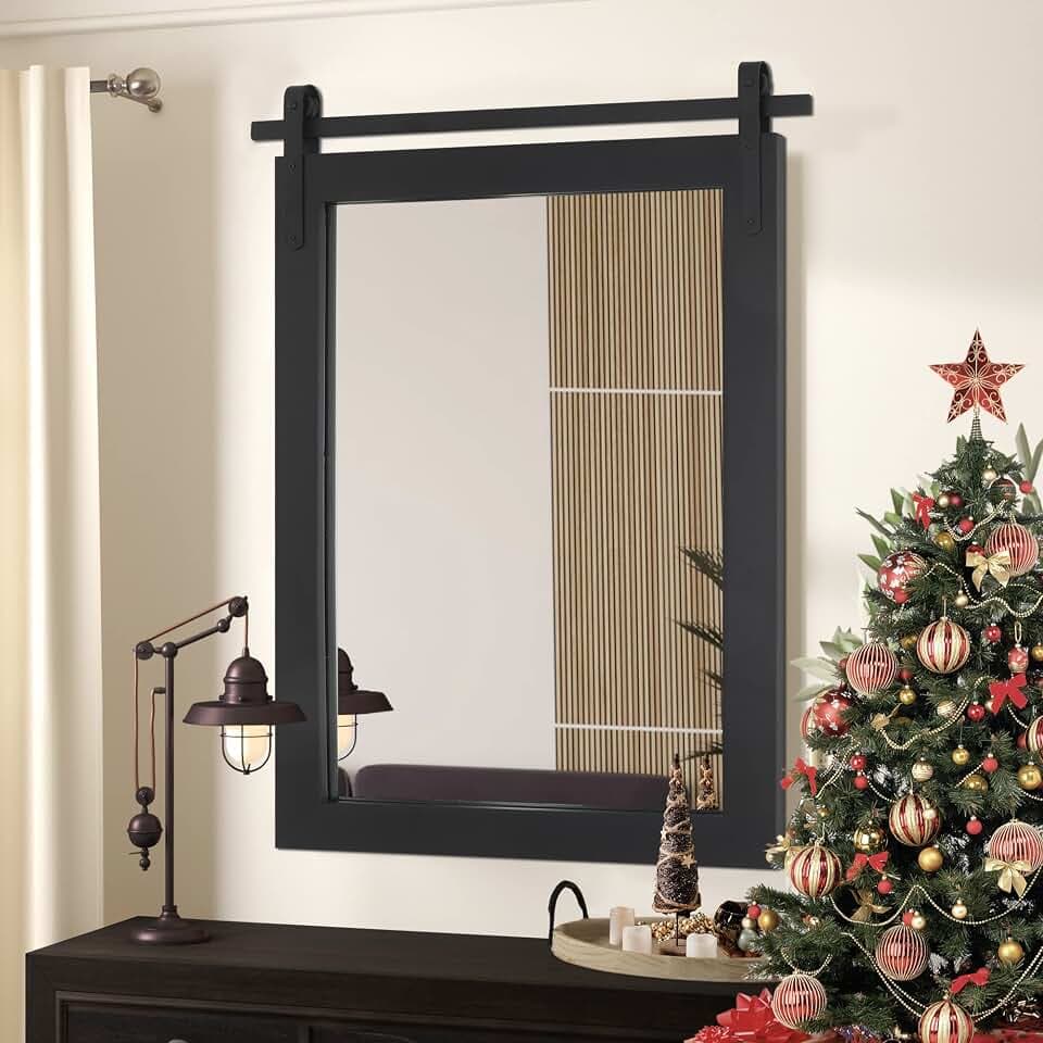 PAIHOME Black Farmhouse Bathroom Vanity Mirror 24" x 36"