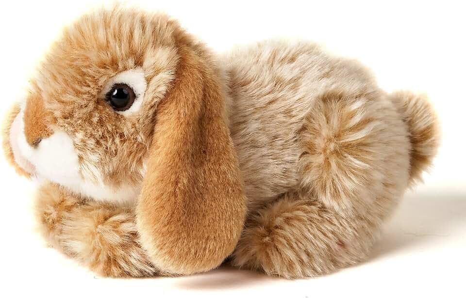 Uni-Toys - Widderkaninchen, liegend (beige) - 18 cm (Länge) - Plüsch-Hase, Kaninchen - Plüschtier, Kuscheltier