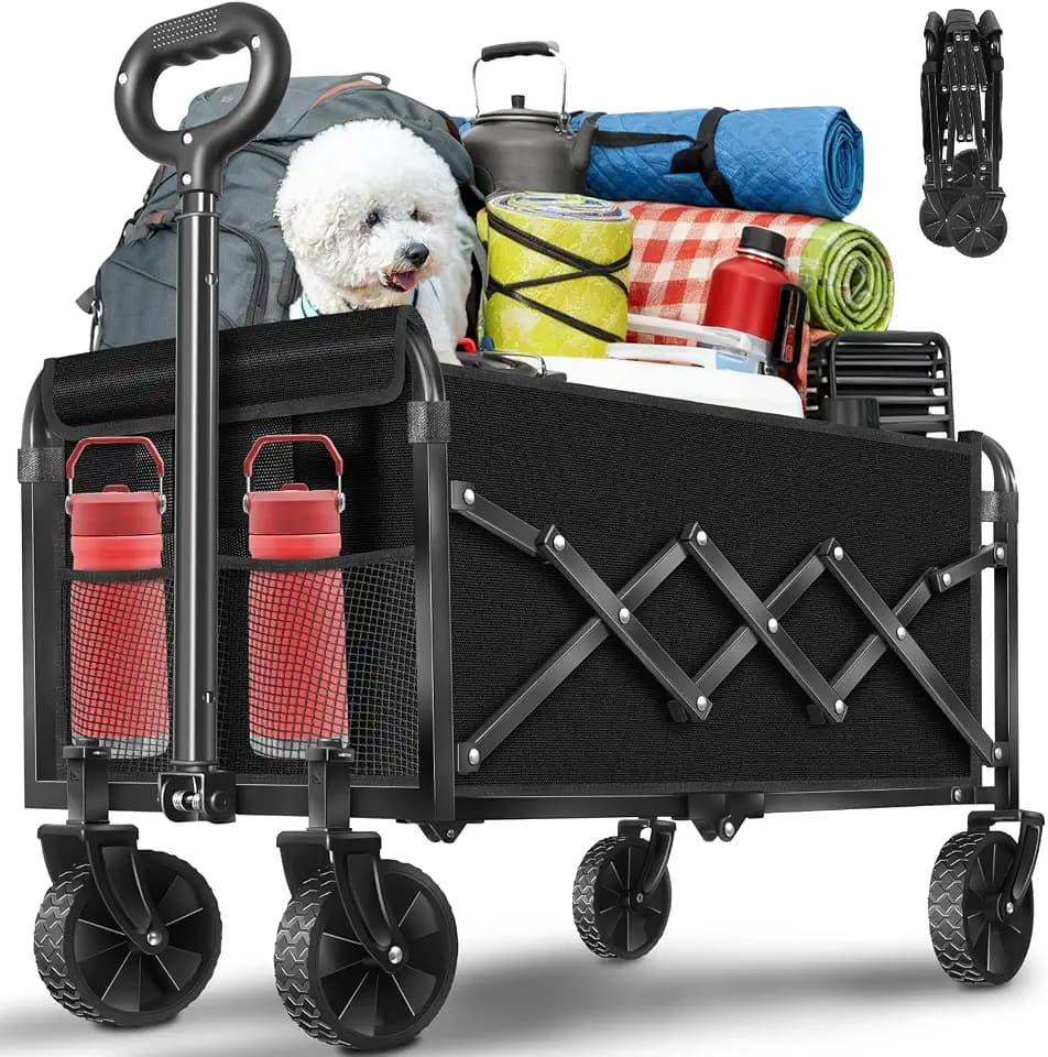 Collapsible Wagon Cart with Wheels,Foldable Wagon Cart