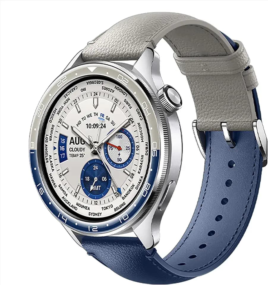GIOPUEY Armband Kompatibel mit Xiaomi Watch S4/S3, Echtleder Armband [Verschleißfest] [Atmungsaktiv] Ersatzarmband - Blue/Gray