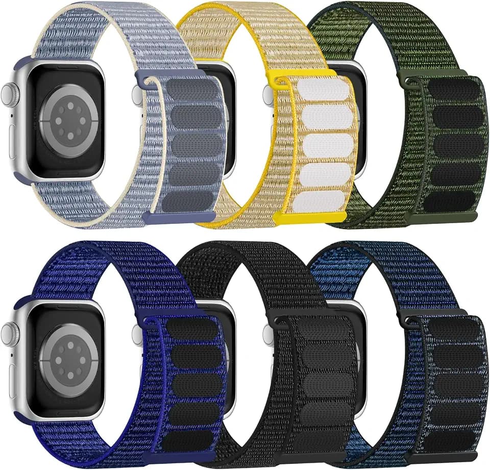6 Pack Sport Nylon Loop Band Compatible with Apple Watch Band for Women Men