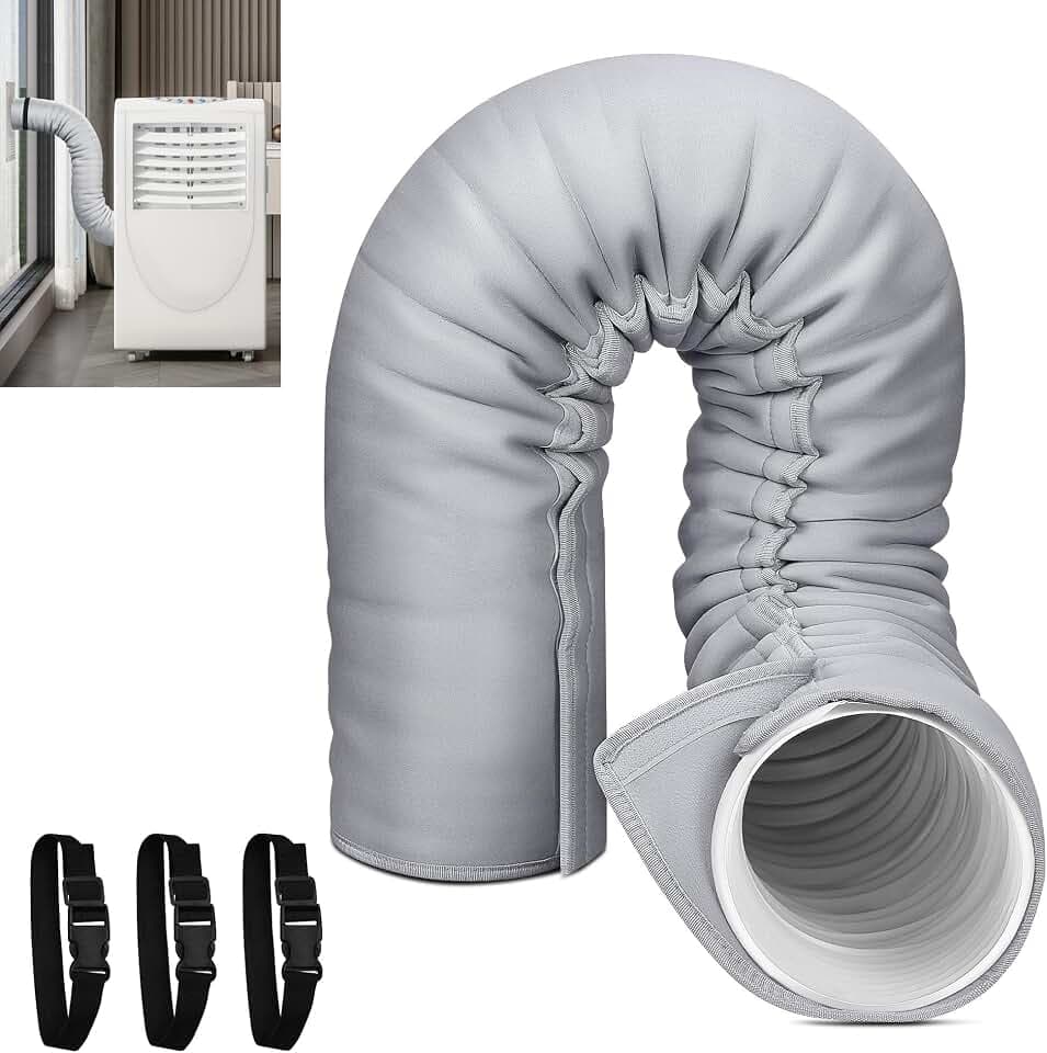 Benasan Tragbare AC-Schlauchisolierung, PVC, Hellgrau, passend für Abluftschlauch mit einem Durchmesser von 12,7–15 cm, einfache Installation, Schutzhülle