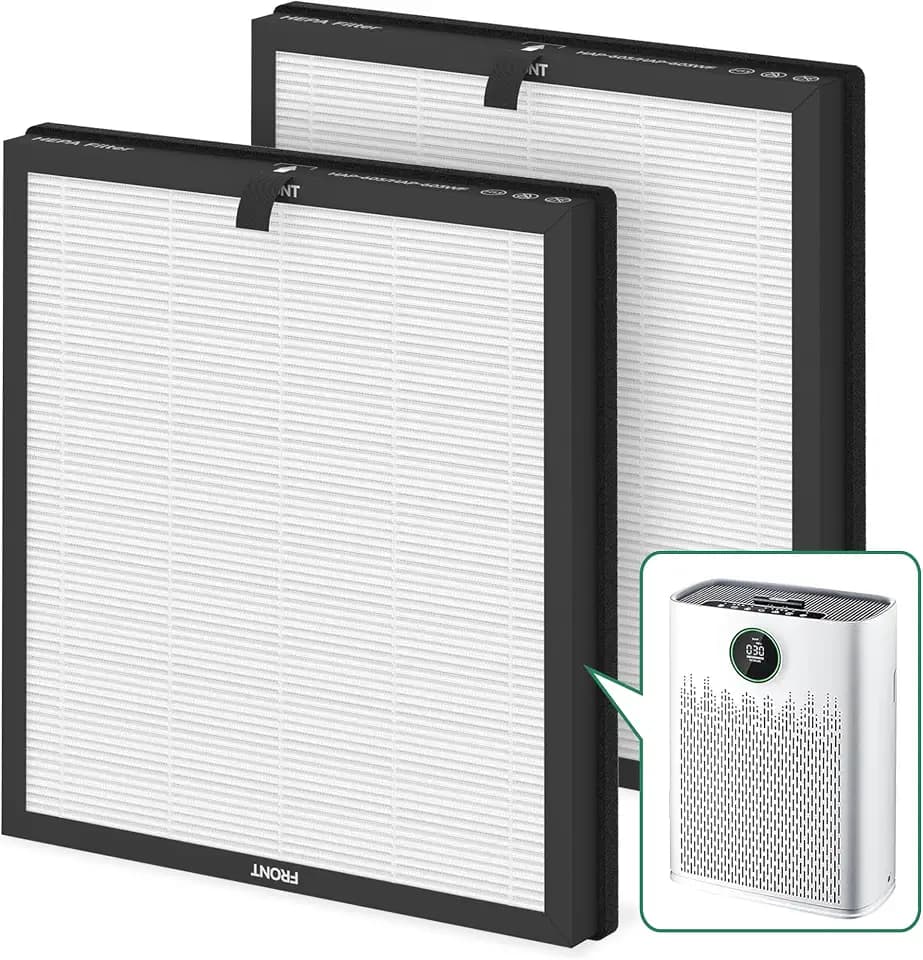 2 Packs HAP-603 Replacement Filter Compatible with ECOSELF HAP603 HAP603WF Air Cleaner Purifier, 3-in-1 HAP603 Replacement Filter, White