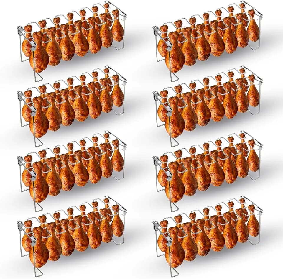 8 Pcs Chicken Leg and Wing Rack for Grill 14 Slot Drumstick Holder